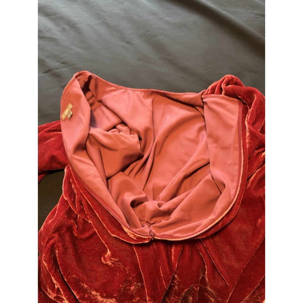 Vtg 90s J. Jill Raspberry Velvet Dress~L~Silk Bld Shift Long Slvs Glam Boho Luxe - Picture 7 of 13